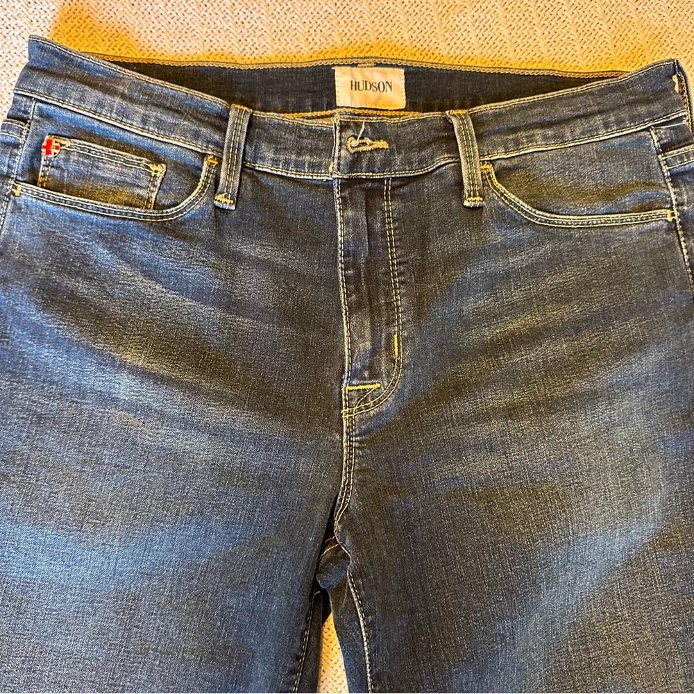 Hudson Natalie LEI Dark Wash Denim Skinny Raw Ankle Hem Jeans women’s size 28 - Picture 5 of 13